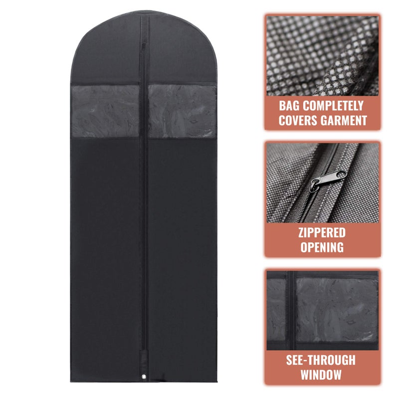 PLX 60" Black Garment Bags for Hanging Clothes, Women Dress Bag Men Suit Bag for Travel and Clothing Storage of Shirts, Fur Coats, Dance Costumes Suit Cover Closet Storage Long Garment Bags w/Zipper - Image 2